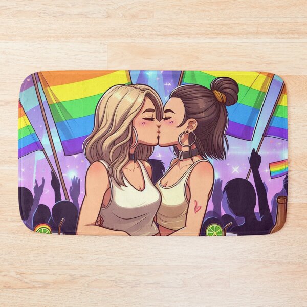 Item preview, Happy Pride! Cute Lesbian Pride Celebration Anime Art | Rainbow Festival LGBTQ+ Shirt, Sticker & Poster designed and sold by DiamondSkyShirt.