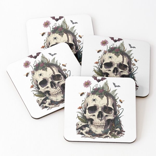 Item preview, Human skull with flowers and forest wildlife designed and sold by By:MarcinK.