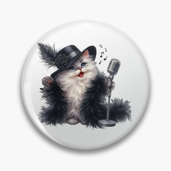 Item preview, Jazzy the Singing Cat – Fluffy Cat with Fedora and Microphone designed and sold by Pioneer Spirit Market.
