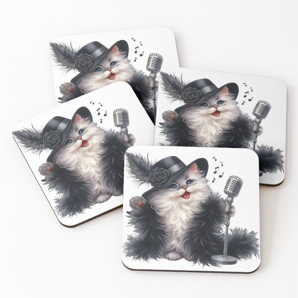 Item preview, Jazzy the Singing Cat – Fluffy Cat with Fedora and Microphone designed and sold by Pioneer Spirit Market.