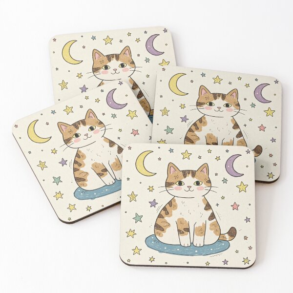 Item preview, Dreamy Starry Cat Illustration designed and sold by ZinouStyles.