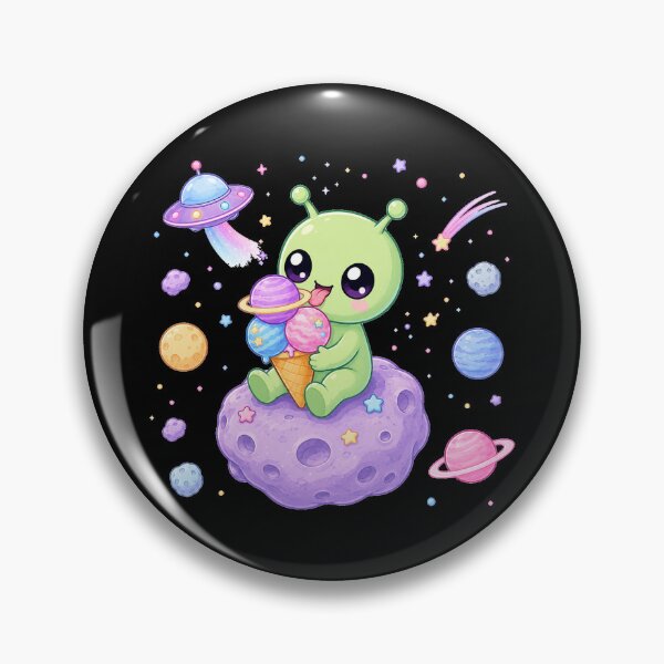 Item preview, Cute Kawaii Alien Eating Cosmic Planet Ice Cream designed and sold by Seculinator.