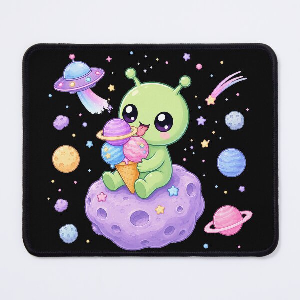 Item preview, Cute Kawaii Alien Eating Cosmic Planet Ice Cream designed and sold by Seculinator.