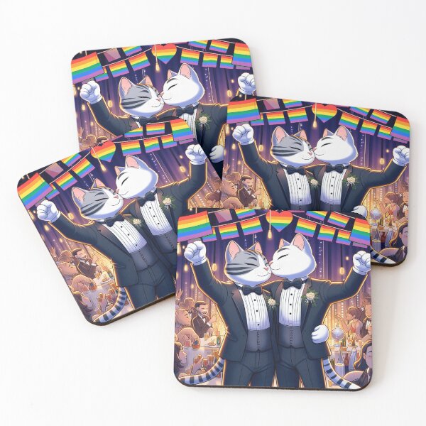Item preview, Pride Cats Wedding Celebration | Cute LGBTQ Cat Couple Art | Gay Cat Wedding Shirt, Sticker & Rainbow Pride Poster designed and sold by DiamondSkyShirt.