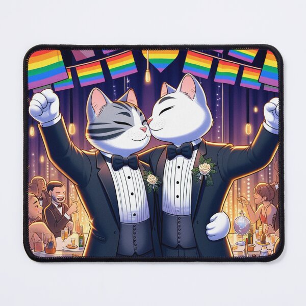 Item preview, Pride Cats Wedding Celebration | Cute LGBTQ Cat Couple Art | Gay Cat Wedding Shirt, Sticker & Rainbow Pride Poster designed and sold by DiamondSkyShirt.
