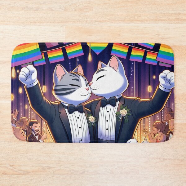 Item preview, Pride Cats Wedding Celebration | Cute LGBTQ Cat Couple Art | Gay Cat Wedding Shirt, Sticker & Rainbow Pride Poster designed and sold by DiamondSkyShirt.