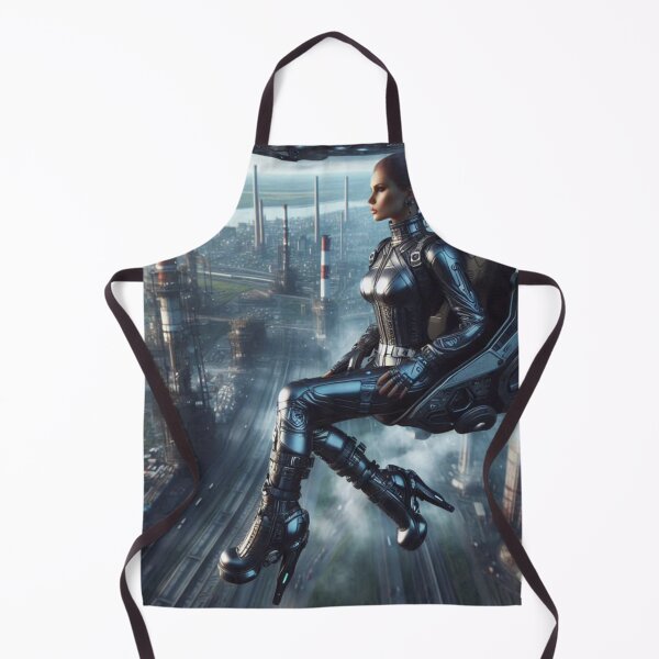 Item preview, Cyberpunk Pilot Woman | Floating Chair Industrial Skyline | Futuristic Armor designed and sold by IRON SIREN.