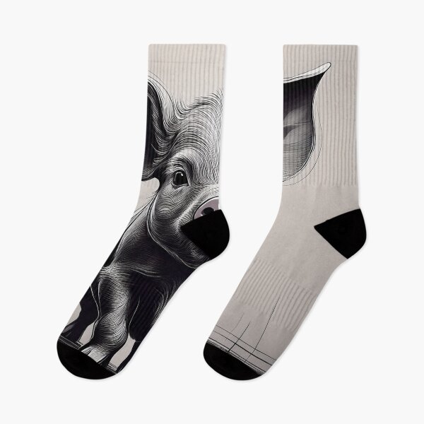 Item preview, Pig - Minimal Abstract Full Body Piglet Portrait in Grayscale designed and sold by mrpropcake.