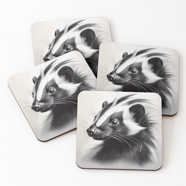 Item preview, Skunk - Minimal Abstract Portrait of a Skunk in Grayscale designed and sold by mrpropcake.