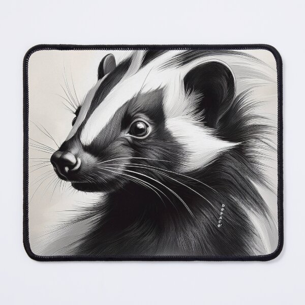 Item preview, Skunk - Minimal Abstract Portrait of a Skunk in Grayscale designed and sold by mrpropcake.
