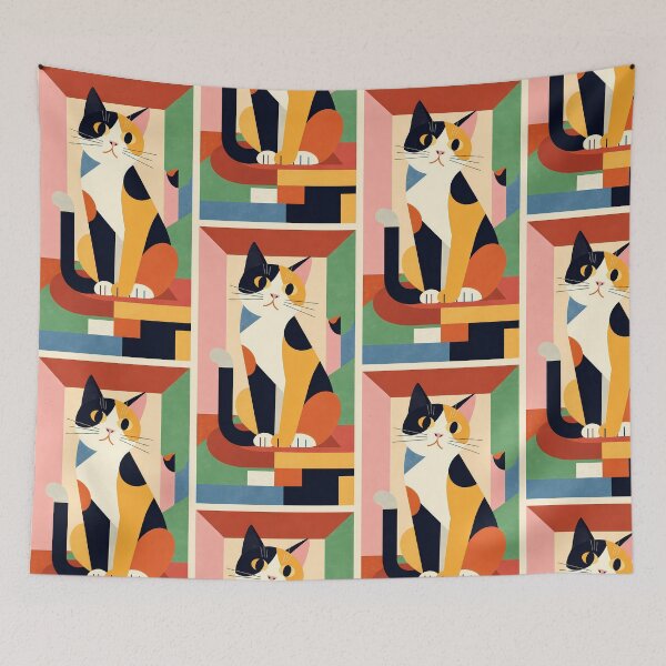 Item preview, Geometric Calico Cat Modern Art Style  designed and sold by Idealforme.