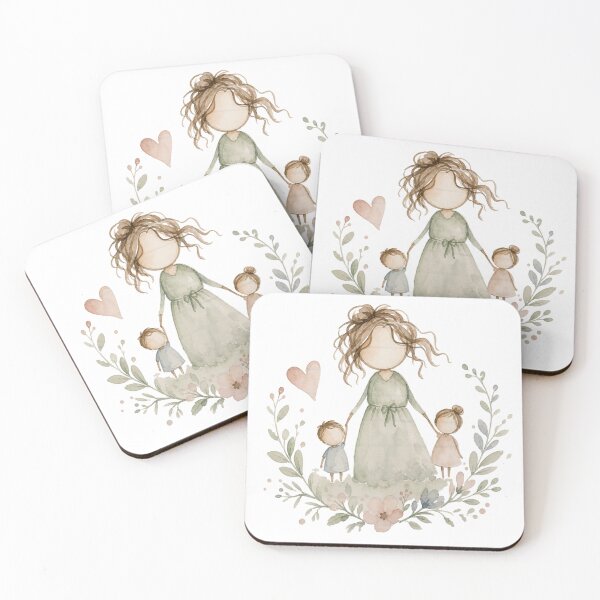 Item preview, Watercolor Mother and Children Love Illustration designed and sold by RidaZ.