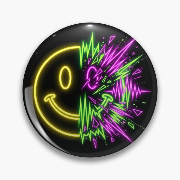 Item preview, Neon Glitch Smiley Face Rave Soundwave designed and sold by SPAZE-Typo.