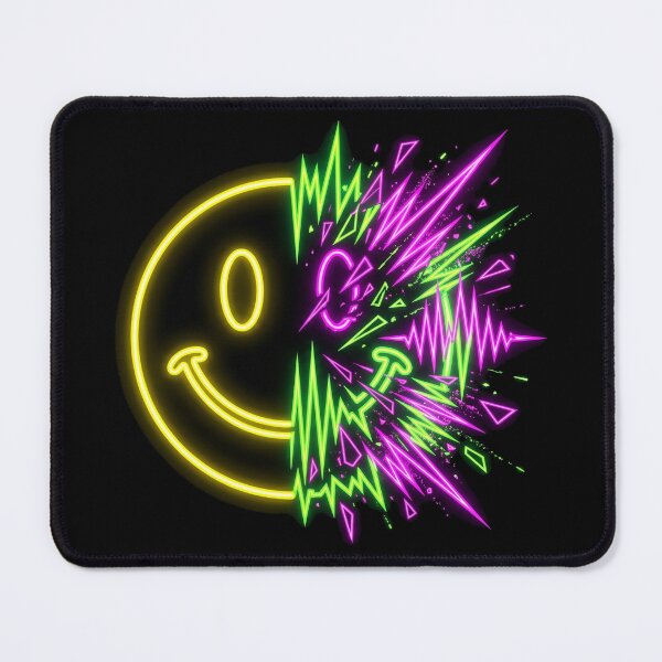 Item preview, Neon Glitch Smiley Face Rave Soundwave designed and sold by SPAZE-Typo.