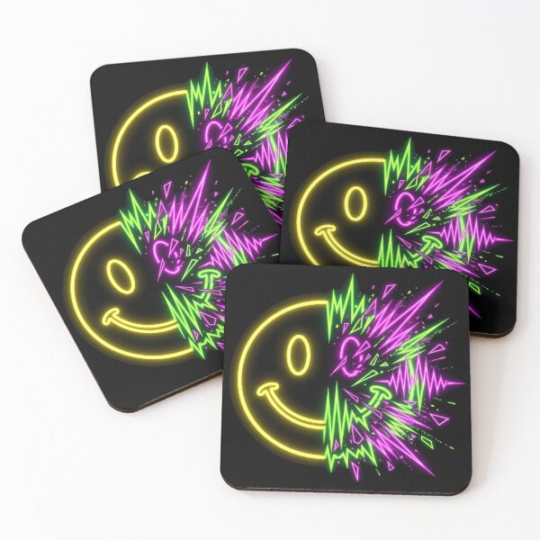Item preview, Neon Glitch Smiley Face Rave Soundwave designed and sold by SPAZE-Typo.