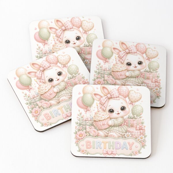 Item preview, Coquette Bunny Birthday Celebration | Cute Kawaii Rabbit Birthday Party | Pastel Birthday Bunny Illustration designed and sold by looplandger.