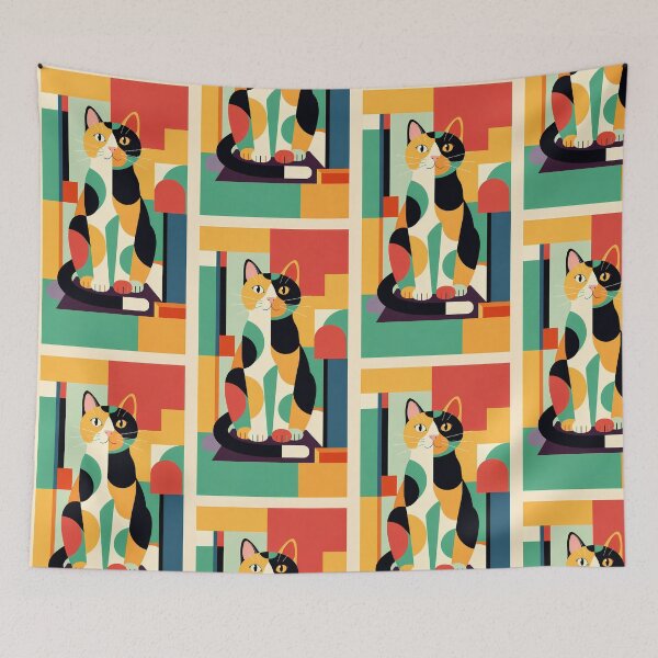 Item preview, Geometric Calico Cat Modern Art Style  designed and sold by Idealforme.