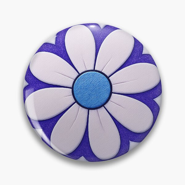 Item preview, Purple Floral Emblem with Blue Center, Soft White Petals, and Elegant Embroidered Style Floral Art designed and sold by ARTCREATESHOP.