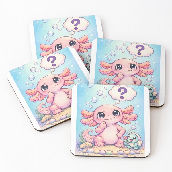 Item preview, Curious Axolotl - Kawaii Underwater Question Mark designed and sold by ImagineNature.
