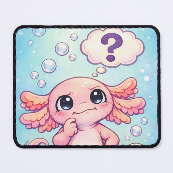 Item preview, Curious Axolotl - Kawaii Underwater Question Mark designed and sold by ImagineNature.