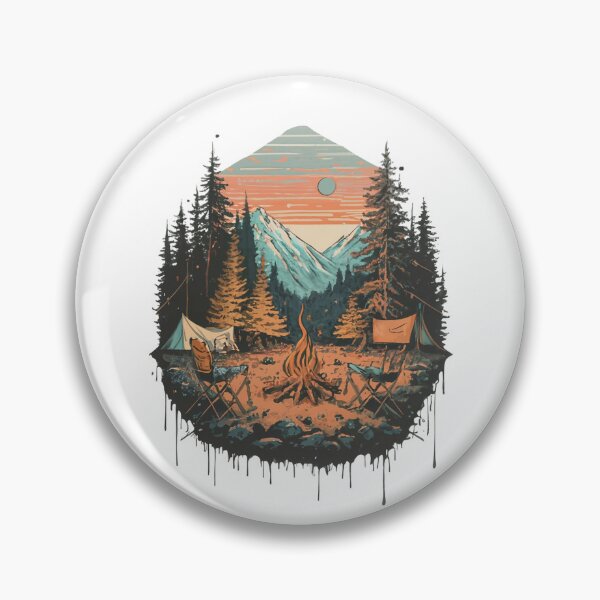 Item preview, Mountain Campfire Adventure Retro Camping Nature Design designed and sold by Cool-cat-art.