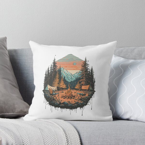 Item preview, Mountain Campfire Adventure Retro Camping Nature Design designed and sold by Cool-cat-art.