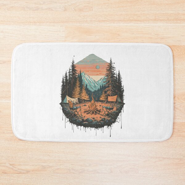 Item preview, Mountain Campfire Adventure Retro Camping Nature Design designed and sold by Cool-cat-art.