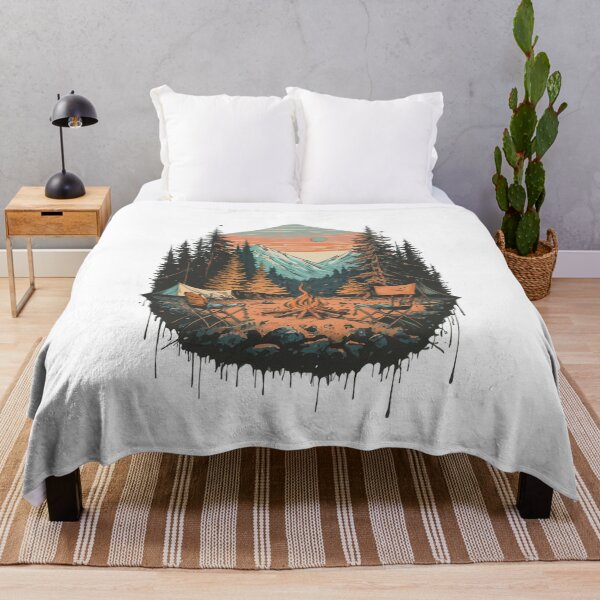 Item preview, Mountain Campfire Adventure Retro Camping Nature Design designed and sold by Cool-cat-art.