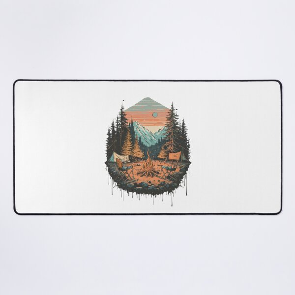 Item preview, Mountain Campfire Adventure Retro Camping Nature Design designed and sold by Cool-cat-art.