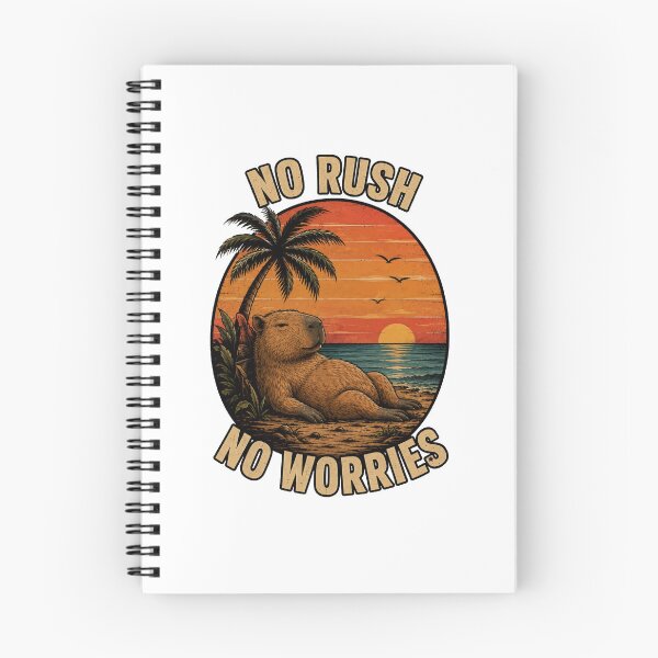 Item preview, No Rush No Worries Capybara Sunset Beach Relaxation Shirt designed and sold by PINK FREE.