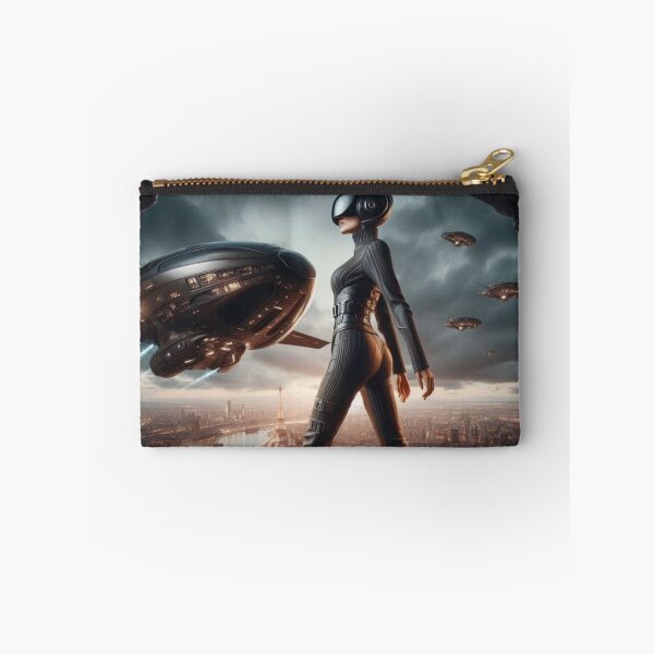 Item preview, Futuristic Paris Eiffel Tower | Sci Fi Woman Helmet | Spaceship City Wall Art designed and sold by IRON SIREN.