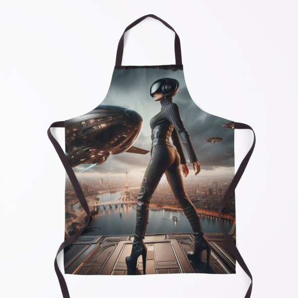 Item preview, Futuristic Paris Eiffel Tower | Sci Fi Woman Helmet | Spaceship City Wall Art designed and sold by IRON SIREN.