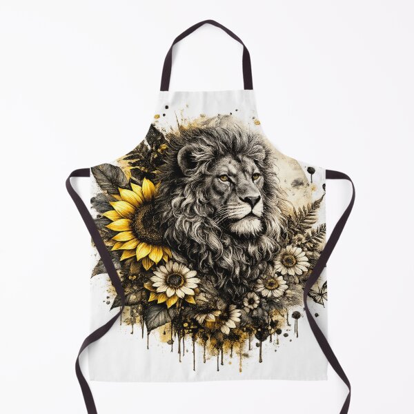 Item preview, Majestic Lion with Sunflowers – Luxury Botanical Wildlife Art designed and sold by GalleryPeak.