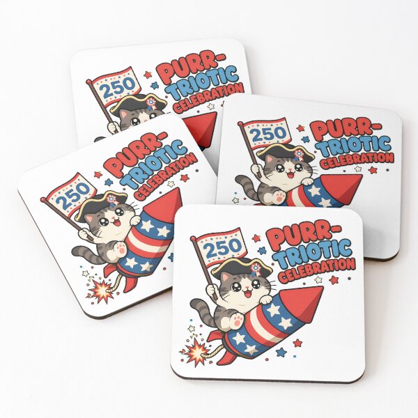 Item preview, 250 Patriotic Cat Rocket Kawaii Independence Day designed and sold by chattsuede.