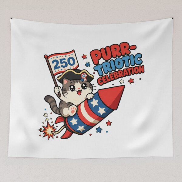 Item preview, 250 Patriotic Cat Rocket Kawaii Independence Day designed and sold by chattsuede.