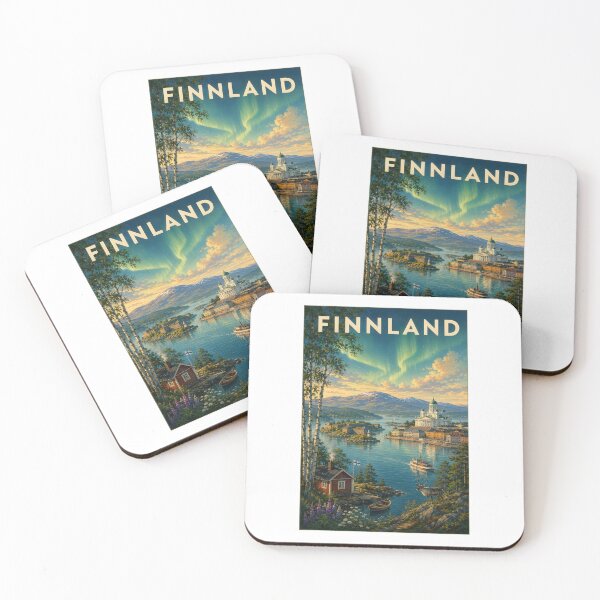 Item preview, Finland Big Landmarks – Vintage Travel Poster designed and sold by Earth Celebration Designs.