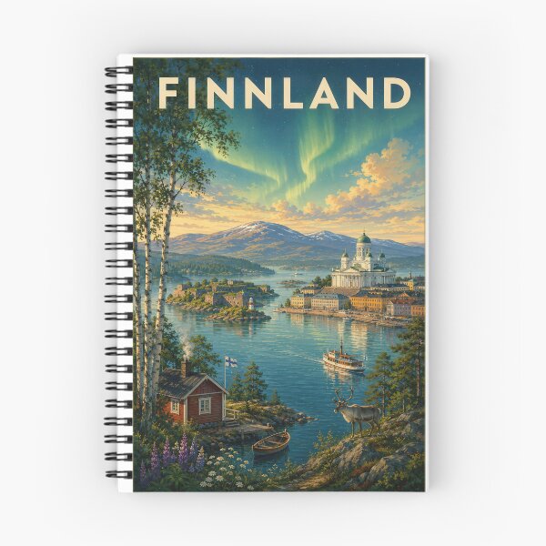 Item preview, Finland Big Landmarks – Vintage Travel Poster designed and sold by Earth Celebration Designs.