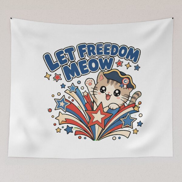 Item preview, Let Freedom Meow Kawaii Patriotic Cat designed and sold by chattsuede.