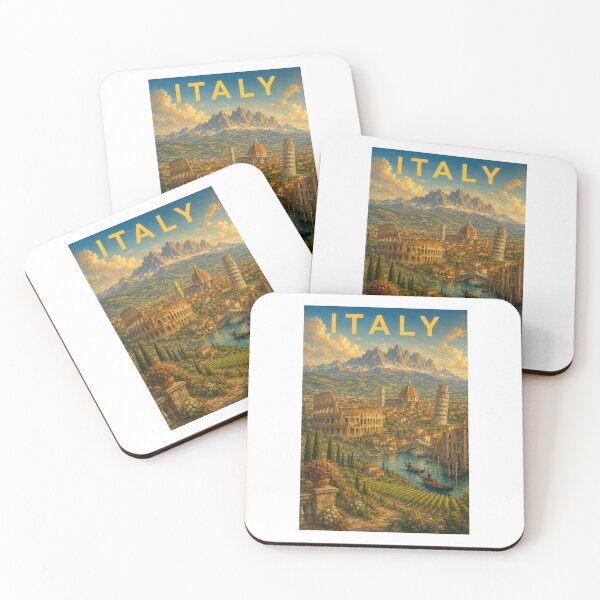 Item preview, Italy Big Landmarks – Vintage Travel Poster designed and sold by Earth Celebration Designs.