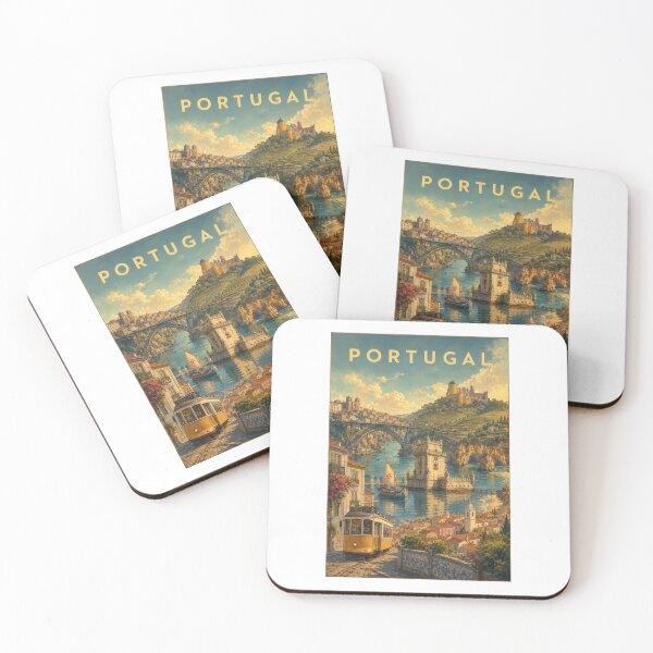 Artikelvorschau, Portugal Big Landmarks – Vintage Travel Poster entworfen und verkauft von Earth Celebration Designs.