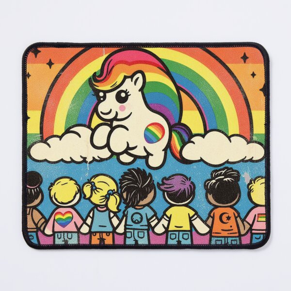 Item preview, Retro Rainbow Unicorn Pride Art | Cute Inclusive LGBTQ+ Kids Design | Vintage Pride Rainbow Shirt, Sticker & Poster designed and sold by DiamondSkyShirt.