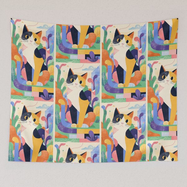 Item preview, Magic Cat in Pastel Geometric Forest designed and sold by Idealforme.