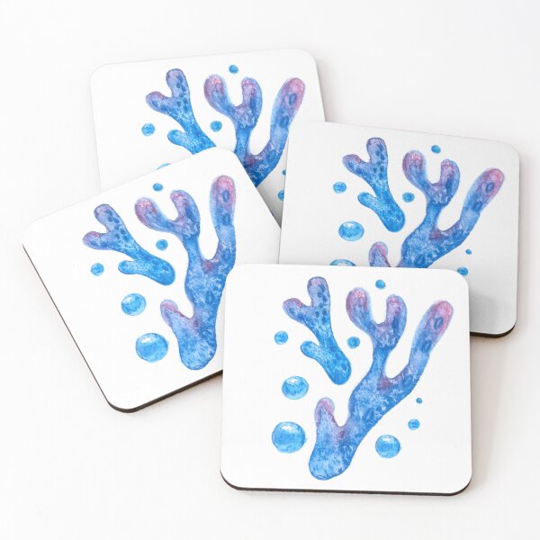 Item preview, Underwater blue algae watercolor hand drawn designed and sold by Deepness2023.