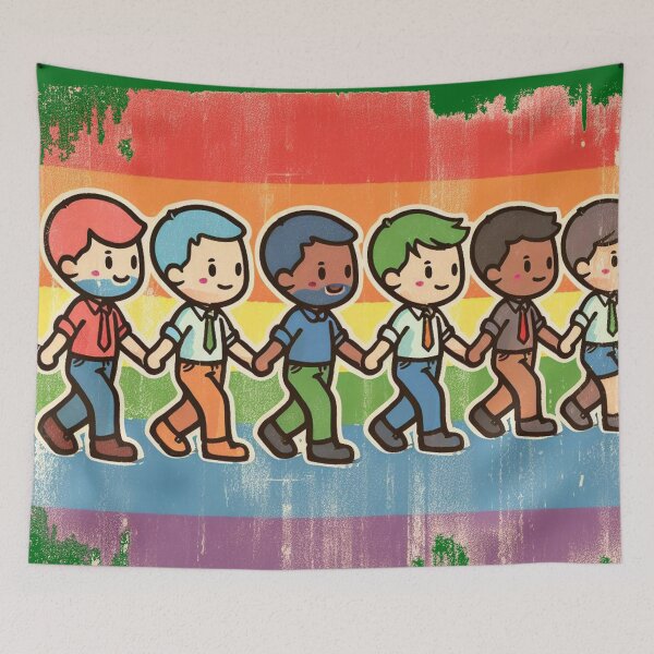 Item preview, Retro LGBTQ+ Unity Design | Cute Rainbow Friends Pride Art | Inclusive Diversity Sticker, Shirt & Poster designed and sold by DiamondSkyShirt.