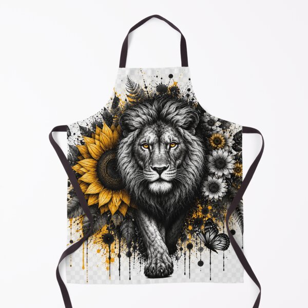 Item preview, Majestic Lion with Sunflowers – Luxury Floral Wildlife Art designed and sold by GalleryPeak.