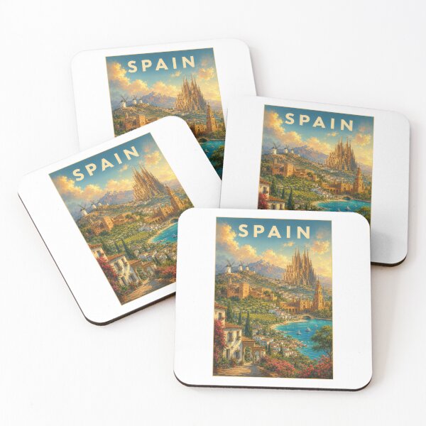 Item preview, Spain Big Landmarks – Vintage Travel Poster designed and sold by Earth Celebration Designs.