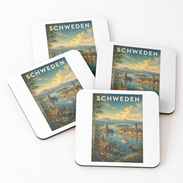 Artikelvorschau, Sweden Big Landmarks – Vintage Travel Poster entworfen und verkauft von Earth Celebration Designs.