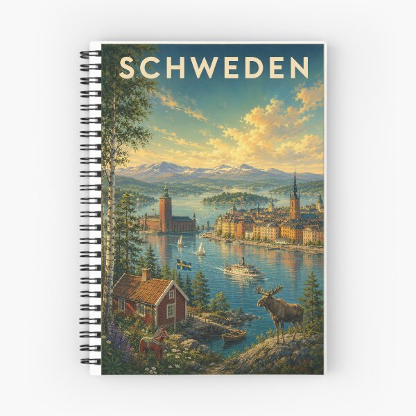 Item preview, Sweden Big Landmarks – Vintage Travel Poster designed and sold by Earth Celebration Designs.