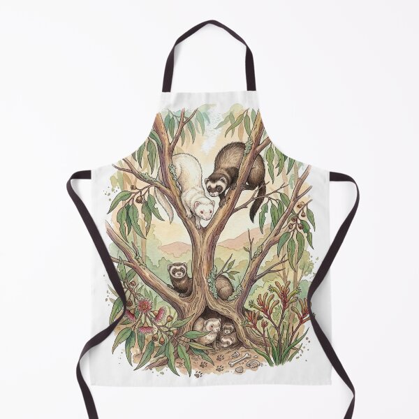 Item preview, Ferret Family in a Eucalyptus Tree — Watercolor Wildlife Illustration designed and sold by Breezy Studio.