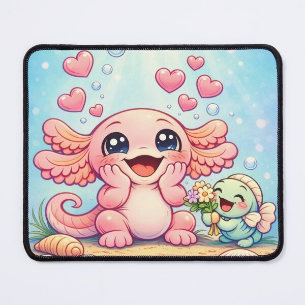 Item preview, Loving Axolotl - Kawaii Underwater Hearts & Flowers designed and sold by ImagineNature.
